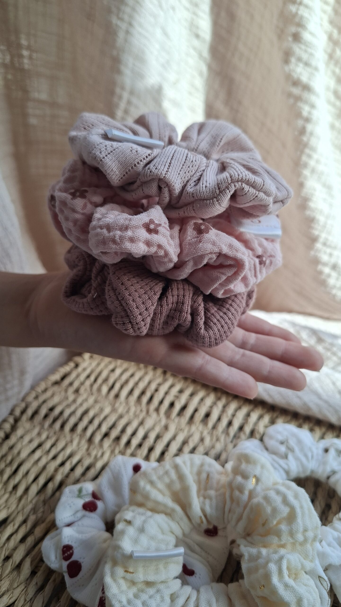 Scrunchie rose wafel - Afbeelding 2